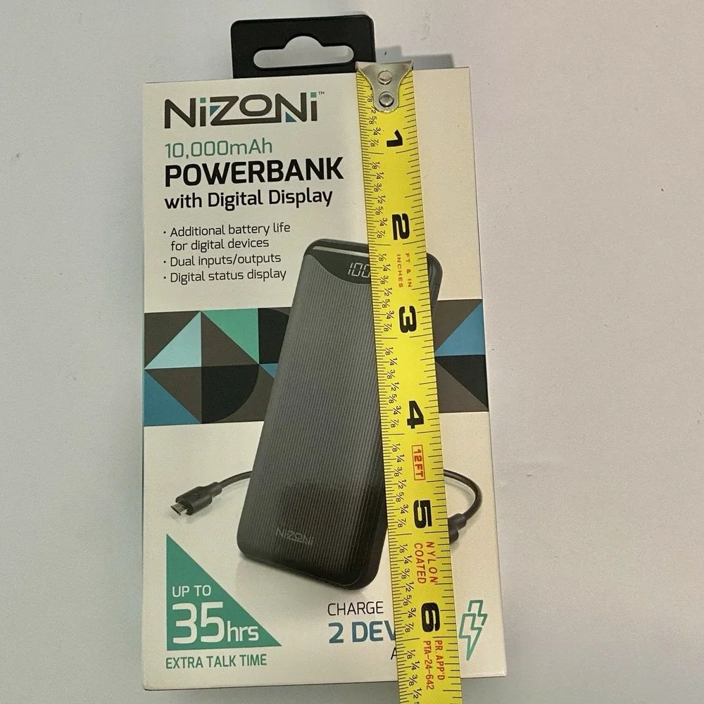 NiZONi 10000mAh Power Bank Portable Charger with Digital Display Dual Output‎